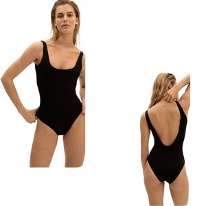Everlane The Square-Neck One-Piece NWT In Black